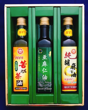 禮盒組合(苦茶油+亞麻仁油+純胡麻油)/每瓶250ML